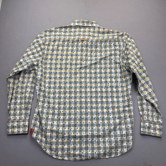 Robert Graham Freshly Laundered Shirt Mens Blue Yellow Floral Plaid Cotton XL - Picture 11 of 12